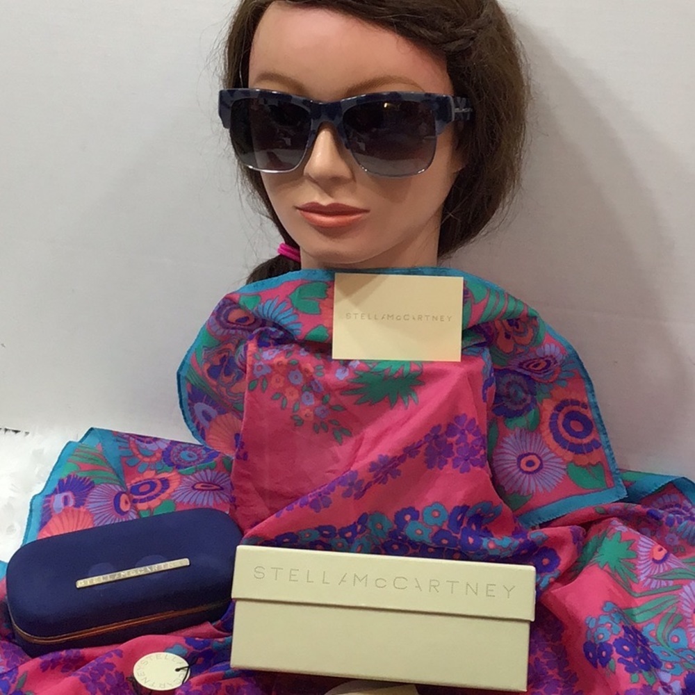 Stella McCartney gray black camo square sunglasses